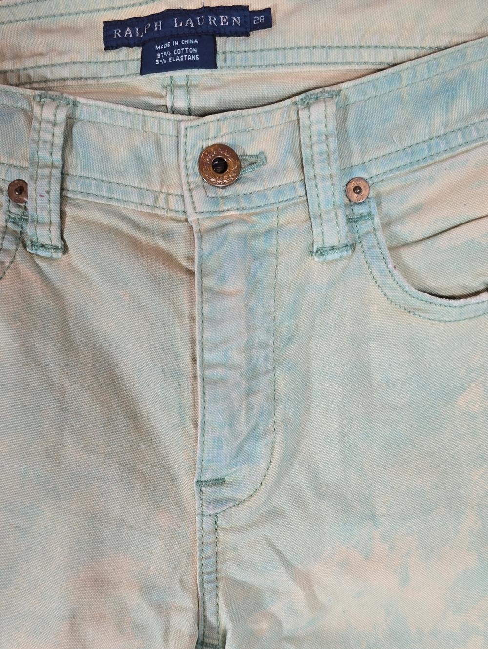 Ralph Lauren Mint Green Tie-Dye Jeans Size 28 - Picture 8 of 13